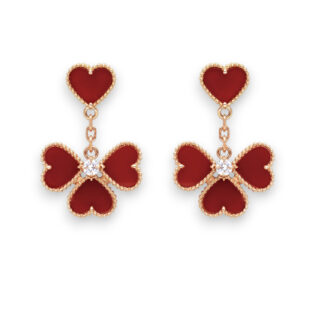Carnelian Heart & Clover Earrings