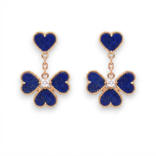 Lapis Lazuli Heart & Clover Earrings