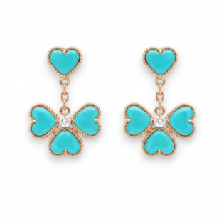 Turquoise Heart & Clover Earrings