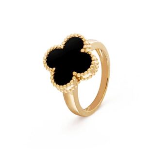 Black Onyx Clover Ring