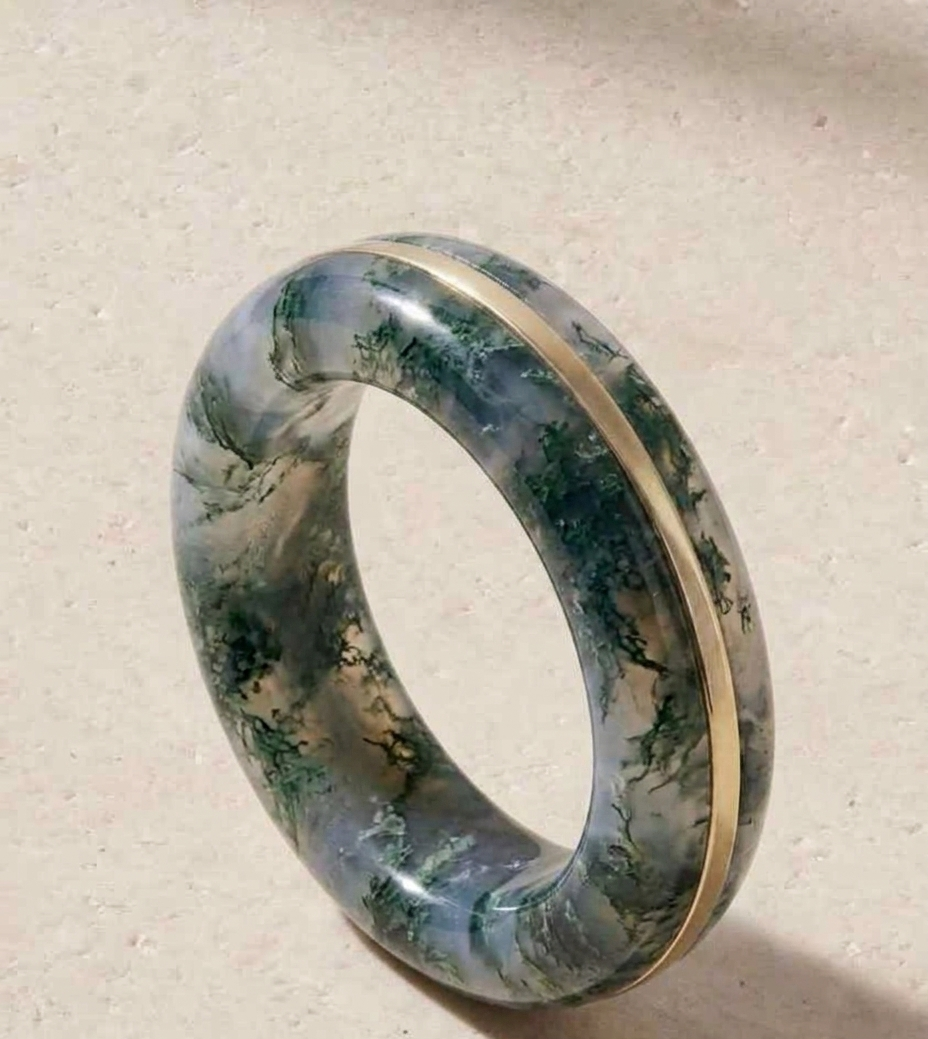 Moss Agate Band Ring