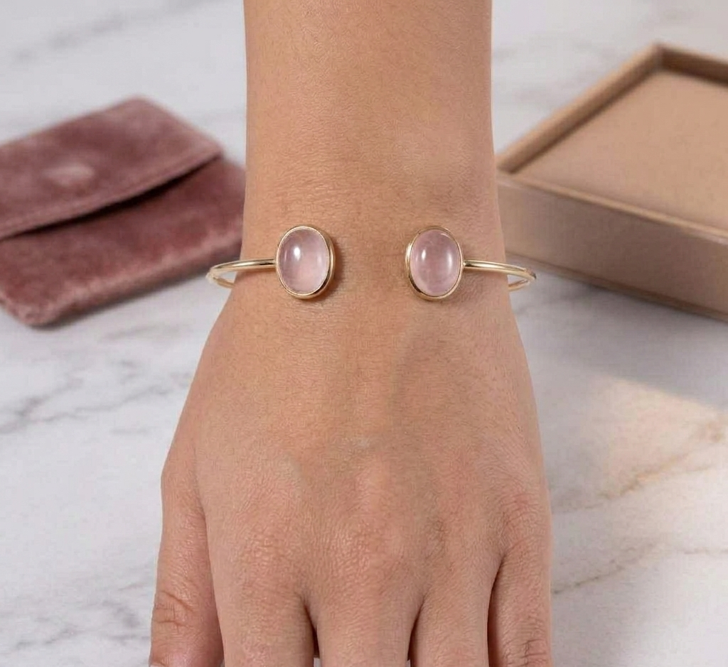 Pink Chalcedony Open Cuff Bracelet (Copy) - Image 3