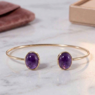 Purple Amethyst Open Cuff Bracelet