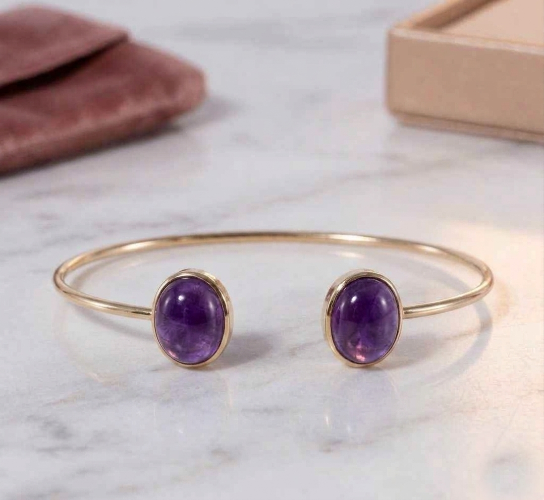 Purple Amethyst Open Cuff Bracelet