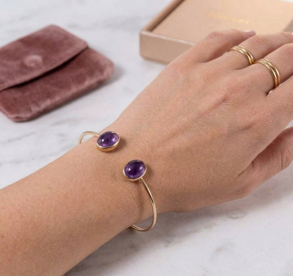 Purple Amethyst Open Cuff Bracelet - Image 3