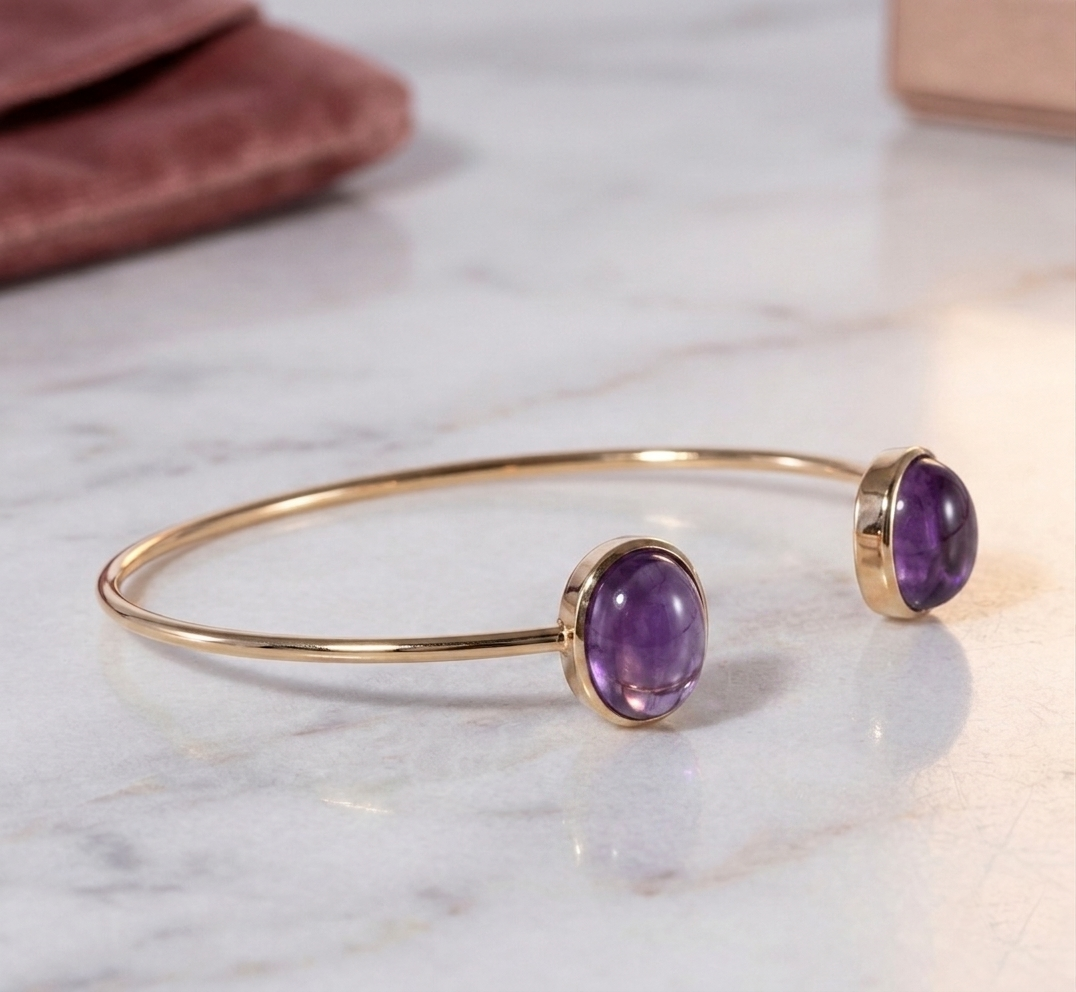 Purple Amethyst Open Cuff Bracelet - Image 2