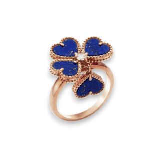 Lapis Lazuli Heart Clover Ring