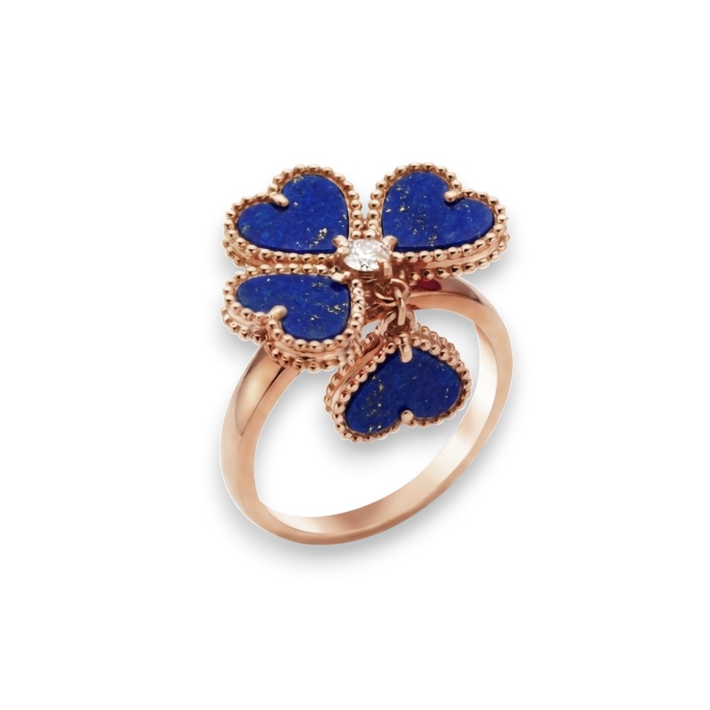 Lapis Lazuli Heart Clover Ring