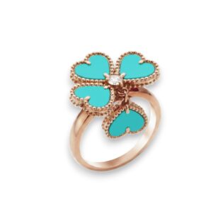 Turquoise Heart Clover Ring