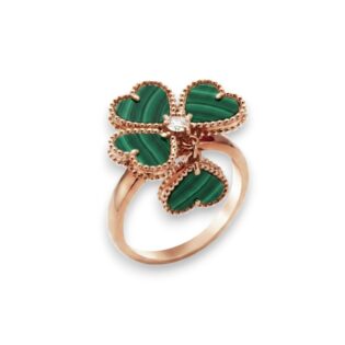 Malachite Heart Clover Ring