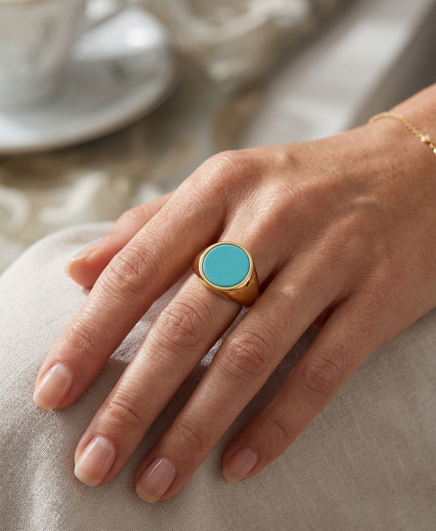 Turquoise Signet Ring - Image 3
