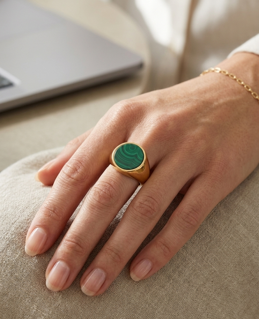 Malachite Signet Ring - Image 2