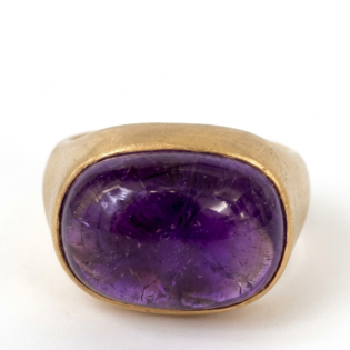 Purple Amethyst Oval Boho Signet Ring