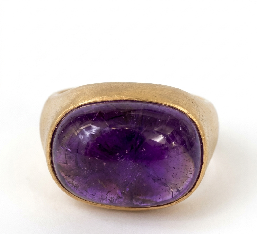 Purple Amethyst Oval Boho Signet Ring