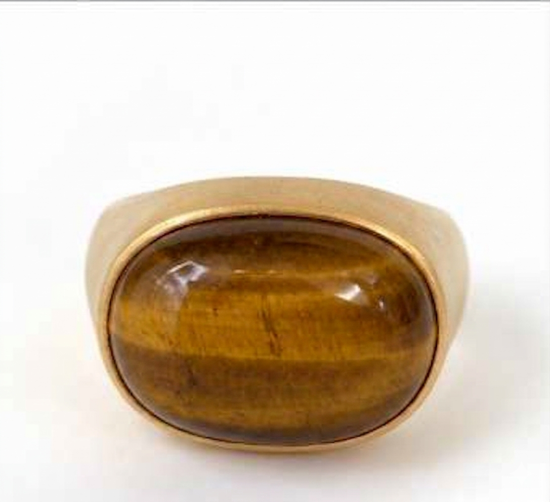Tiger Eye Oval Boho Signet Ring