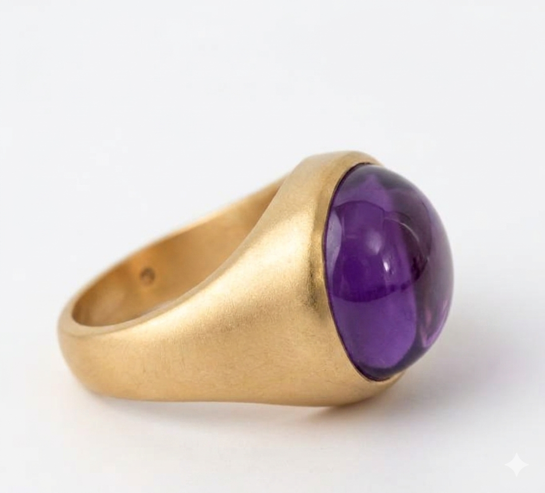 Purple Amethyst Oval Boho Signet Ring - Image 3
