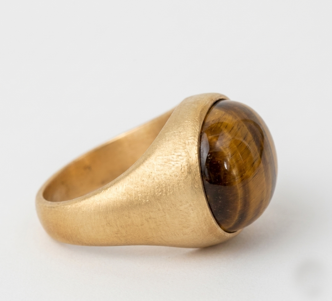 Tiger Eye Oval Boho Signet Ring - Image 3