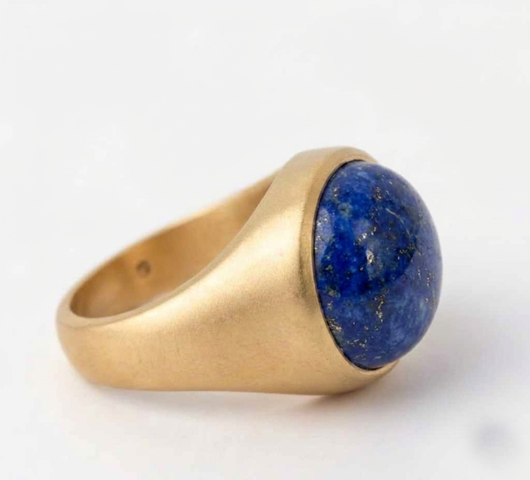 Lapis Lazuli Oval Boho Signet Ring - Image 3