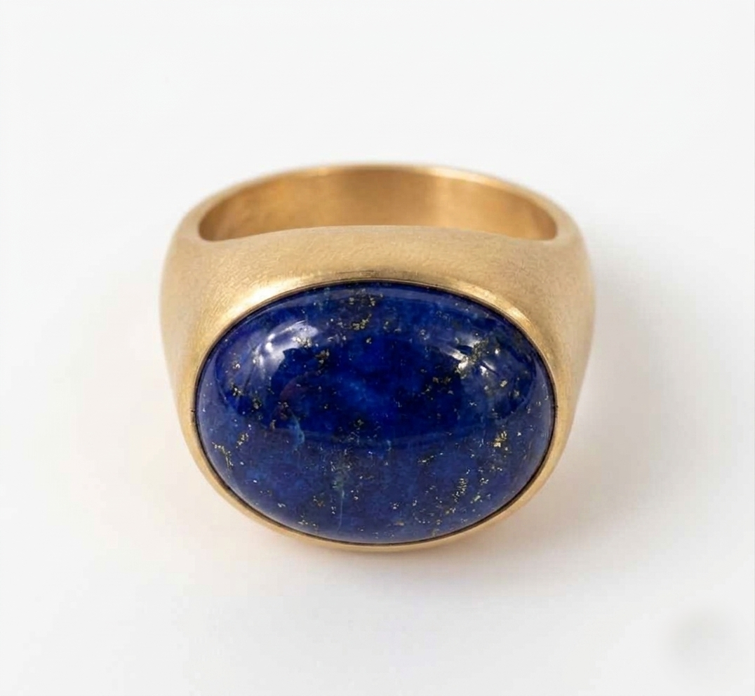 Lapis Lazuli Oval Boho Signet Ring - Image 2
