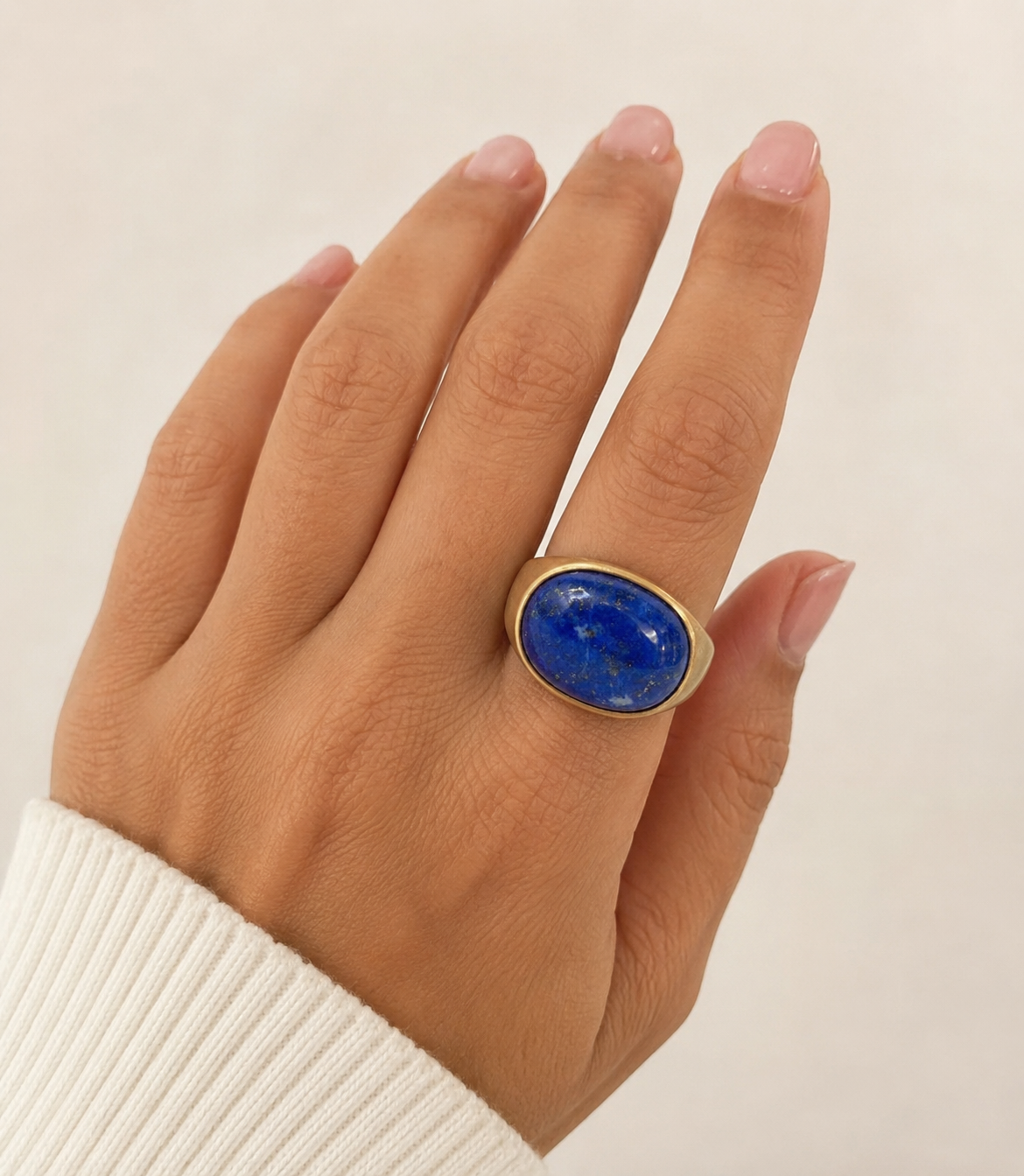 Lapis Lazuli Oval Boho Signet Ring - Image 4