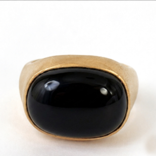 Black Onyx Oval Boho Signet Ring