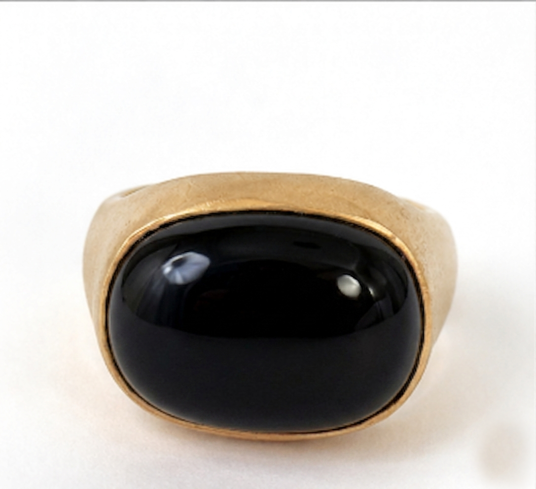 Black Onyx Oval Boho Signet Ring