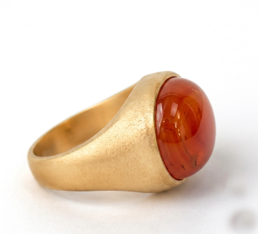 Carnelian Oval Boho Signet Ring - Image 3