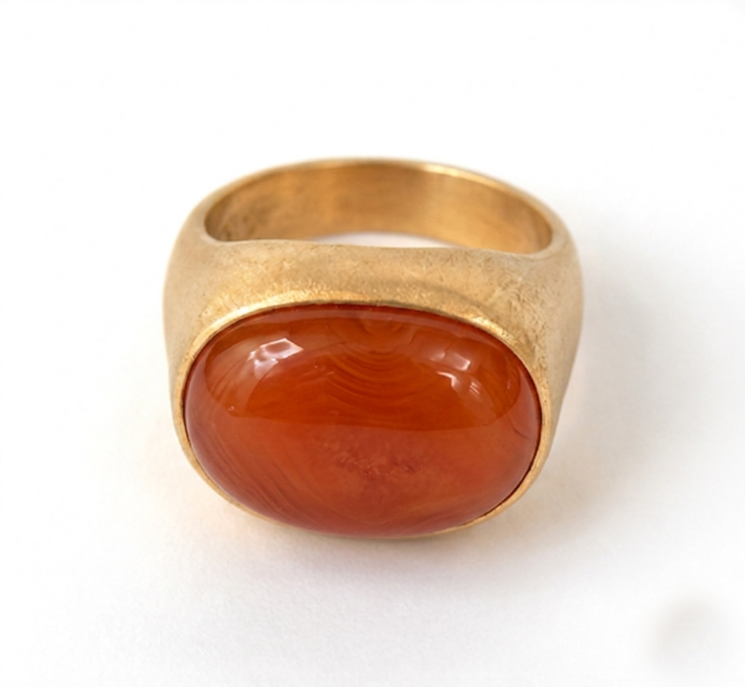 Carnelian Oval Boho Signet Ring - Image 2
