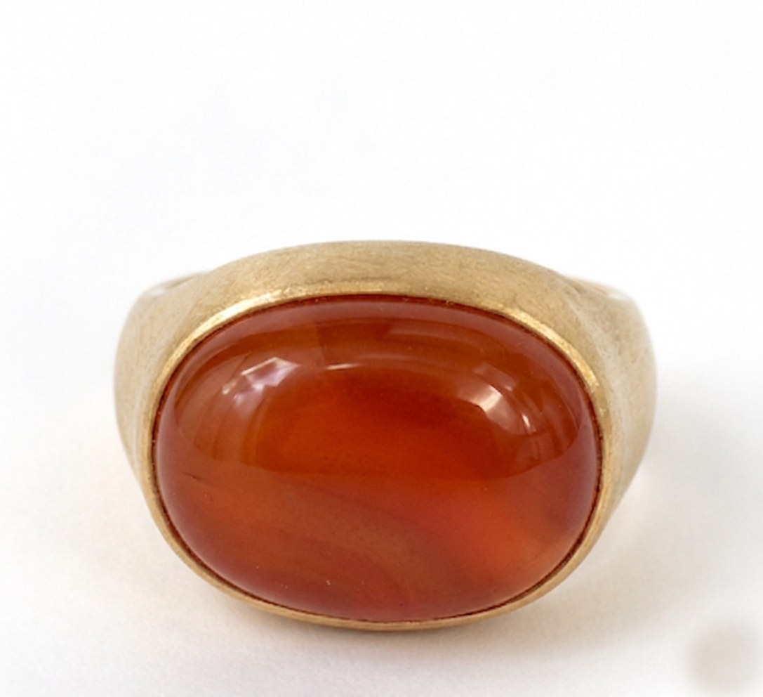 Carnelian Oval Boho Signet Ring