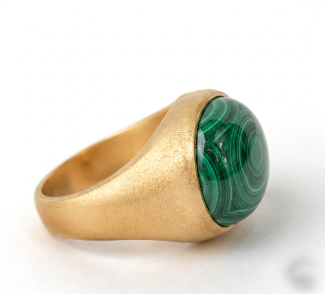 Malachite Oval Boho Signet Ring - Image 3