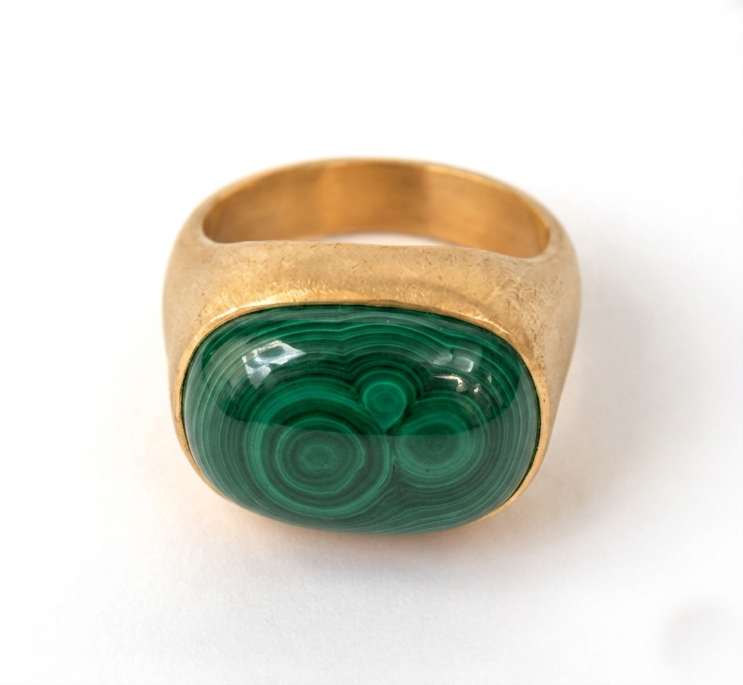 Malachite Oval Boho Signet Ring - Image 2