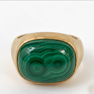 Malachite Oval Boho Signet Ring