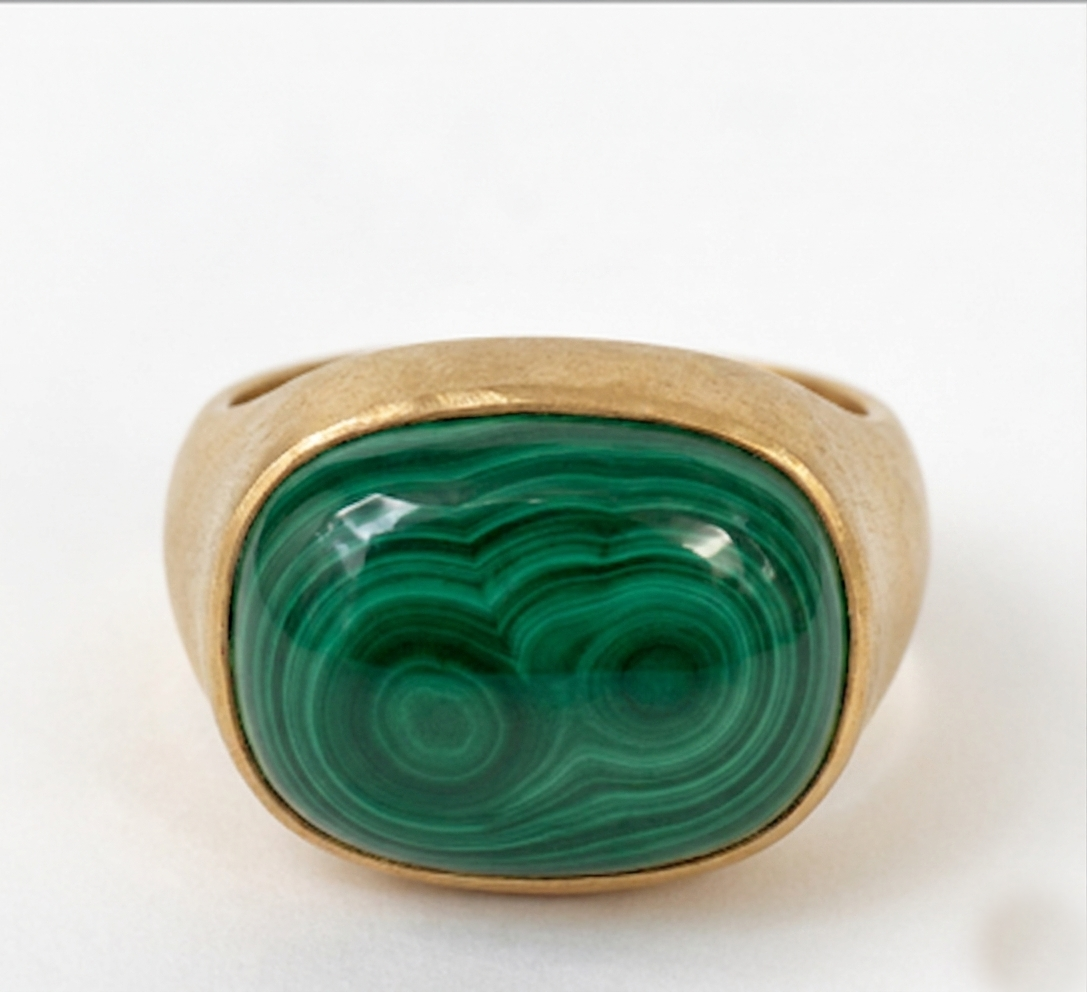 Malachite Oval Boho Signet Ring