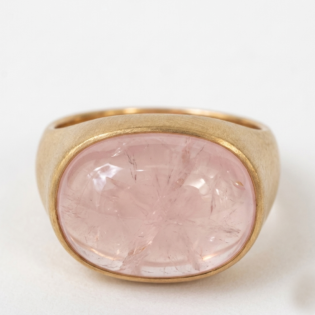 Rose Quartz Oval Boho Signet Ring