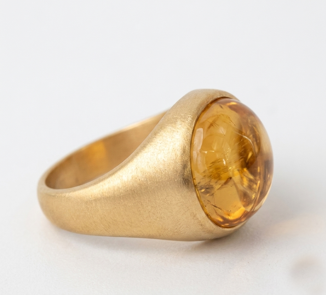 Citrine Oval Boho Signet Ring - Image 3