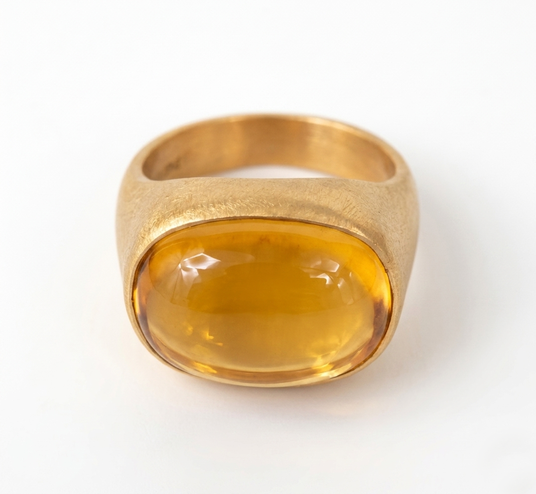 Citrine Oval Boho Signet Ring - Image 2