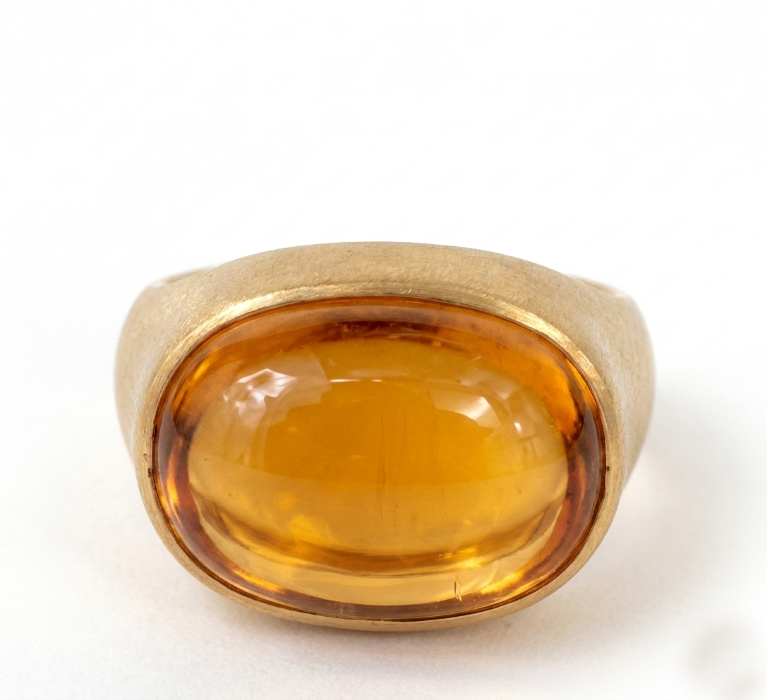 Citrine Oval Boho Signet Ring