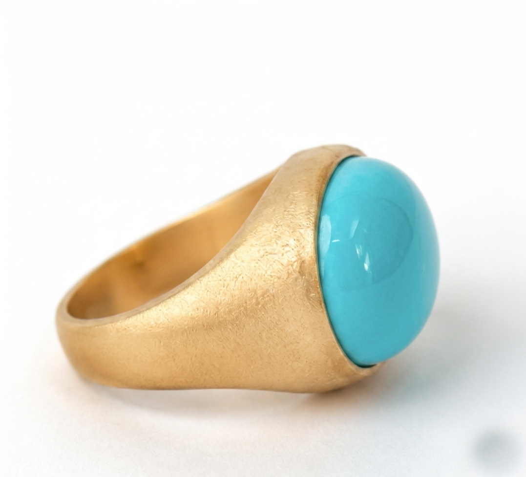 Turquoise Oval Boho Signet Ring - Image 3