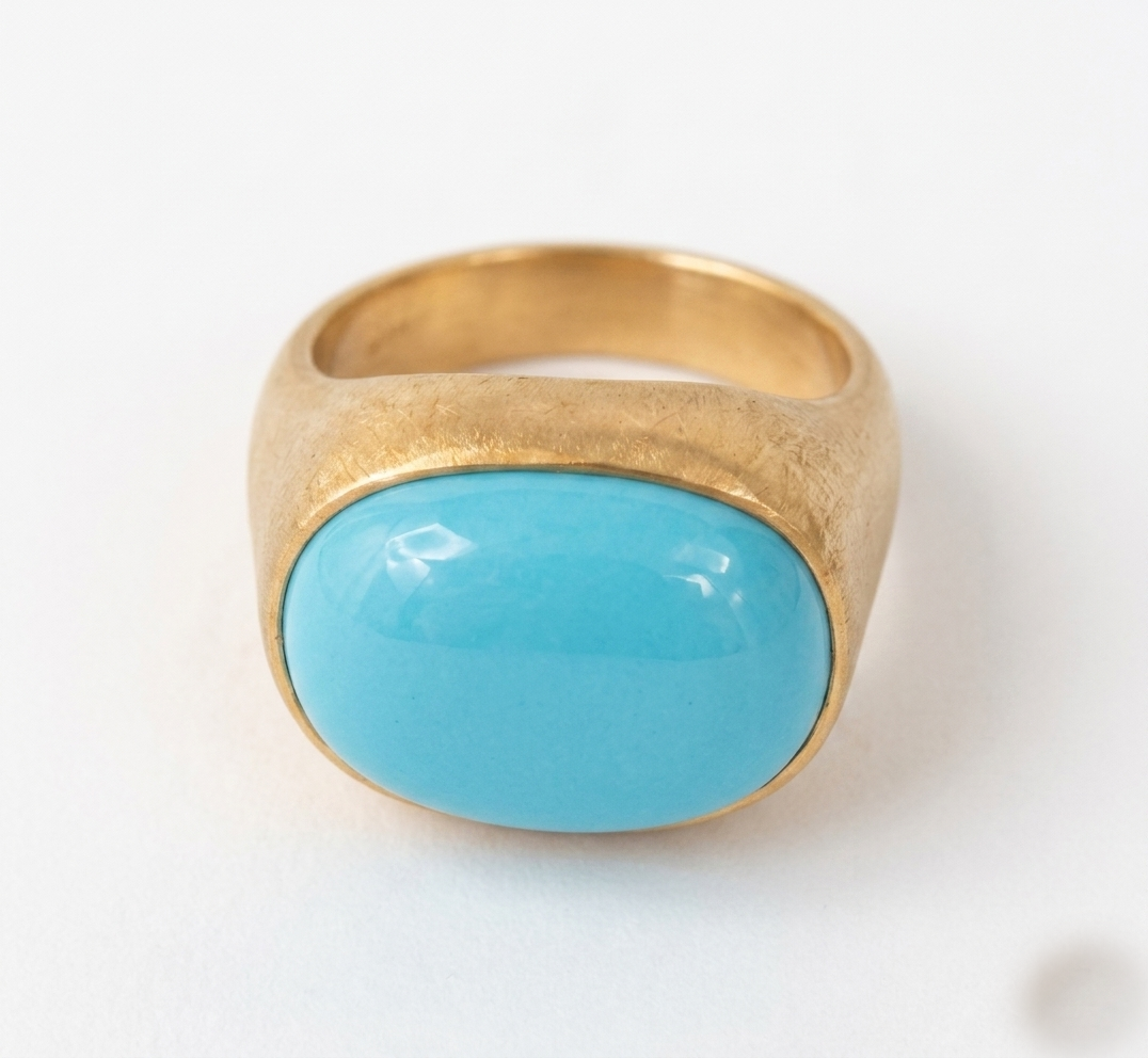 Turquoise Oval Boho Signet Ring - Image 2