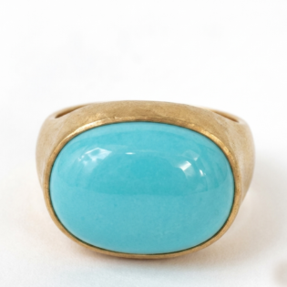 Turquoise Oval Boho Signet Ring