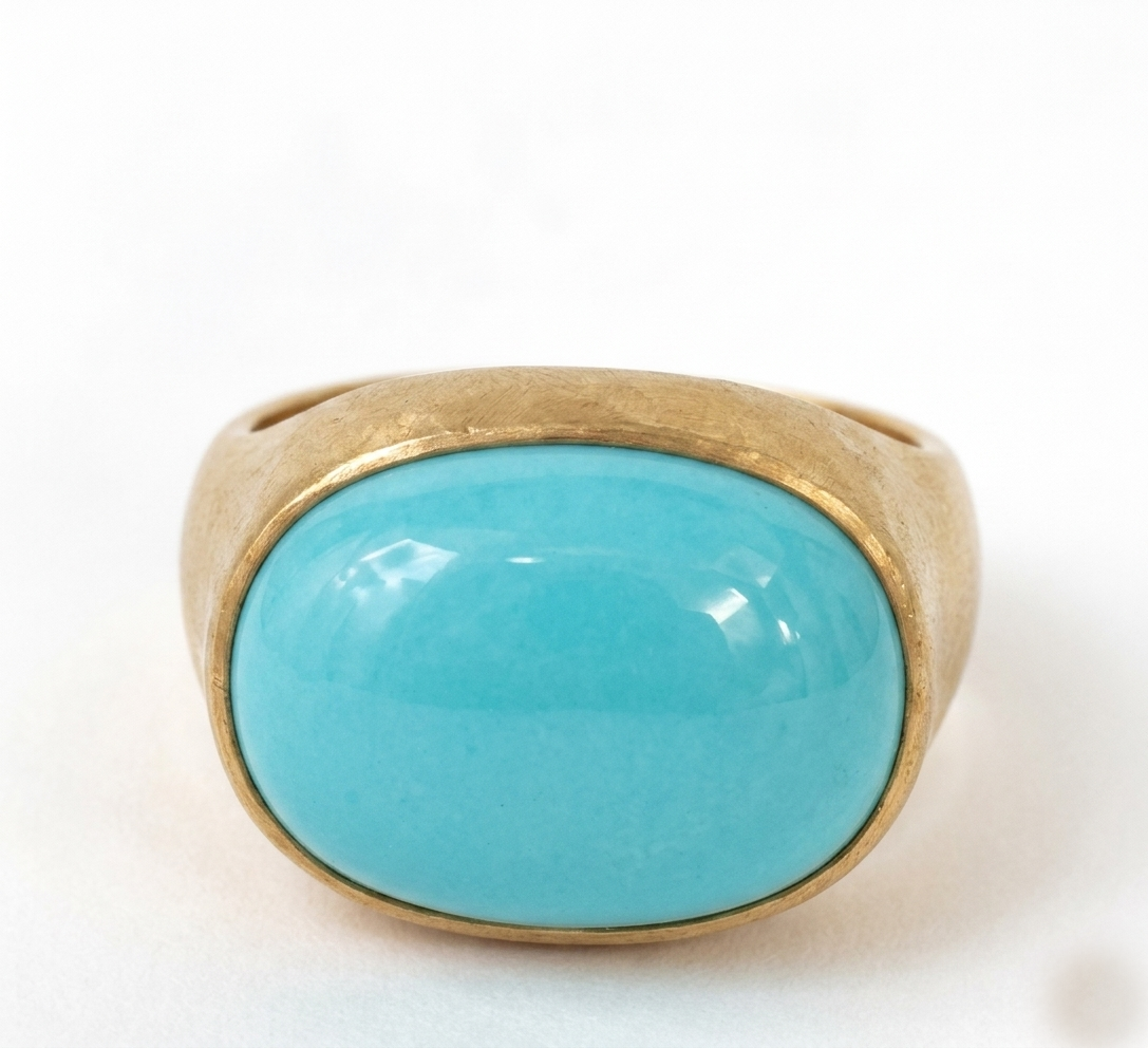 Turquoise Oval Boho Signet Ring