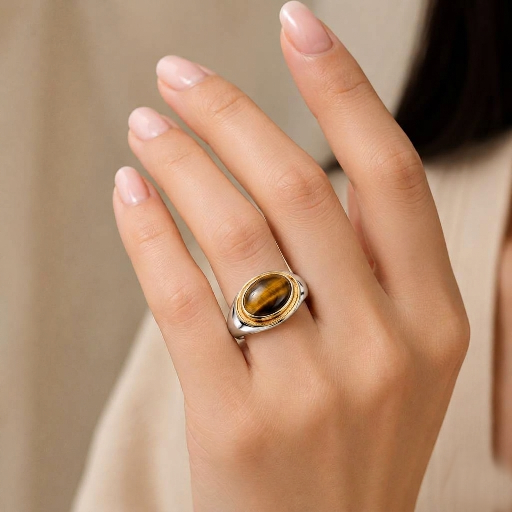 Tiger Eye Oval Statement Ring - Image 2