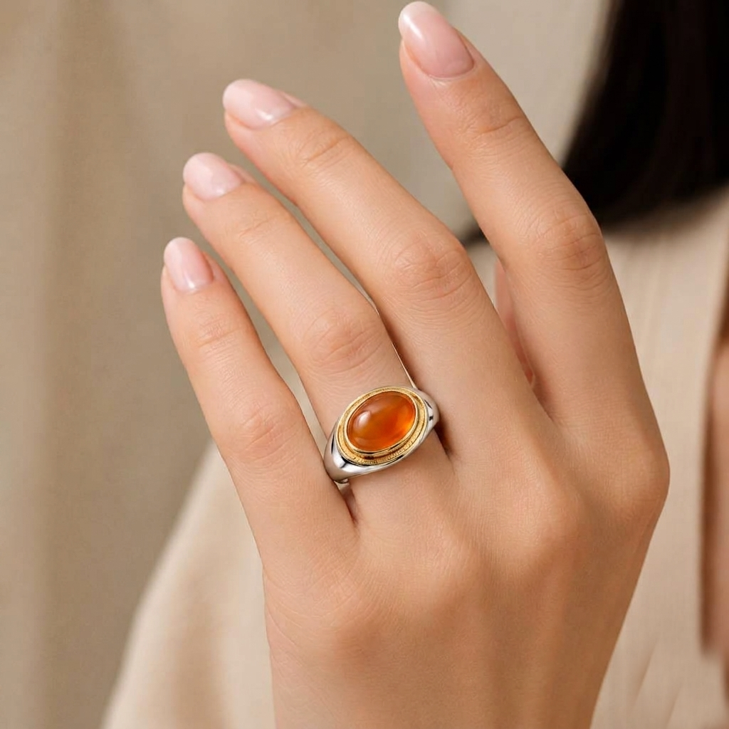 Carnelian Oval Statement Ring - Image 2