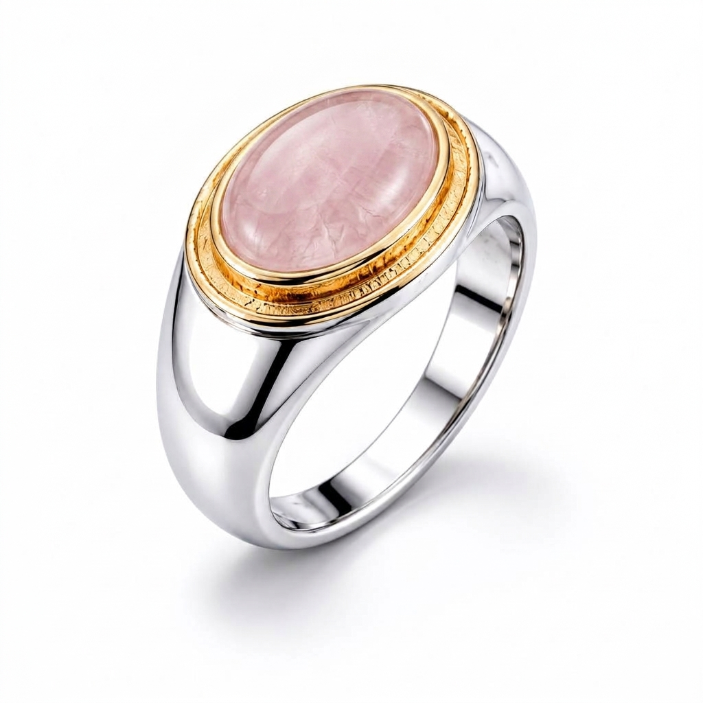 Rose Quartz Oval Statement Ring