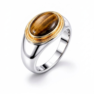 Tiger Eye Oval Statement Ring