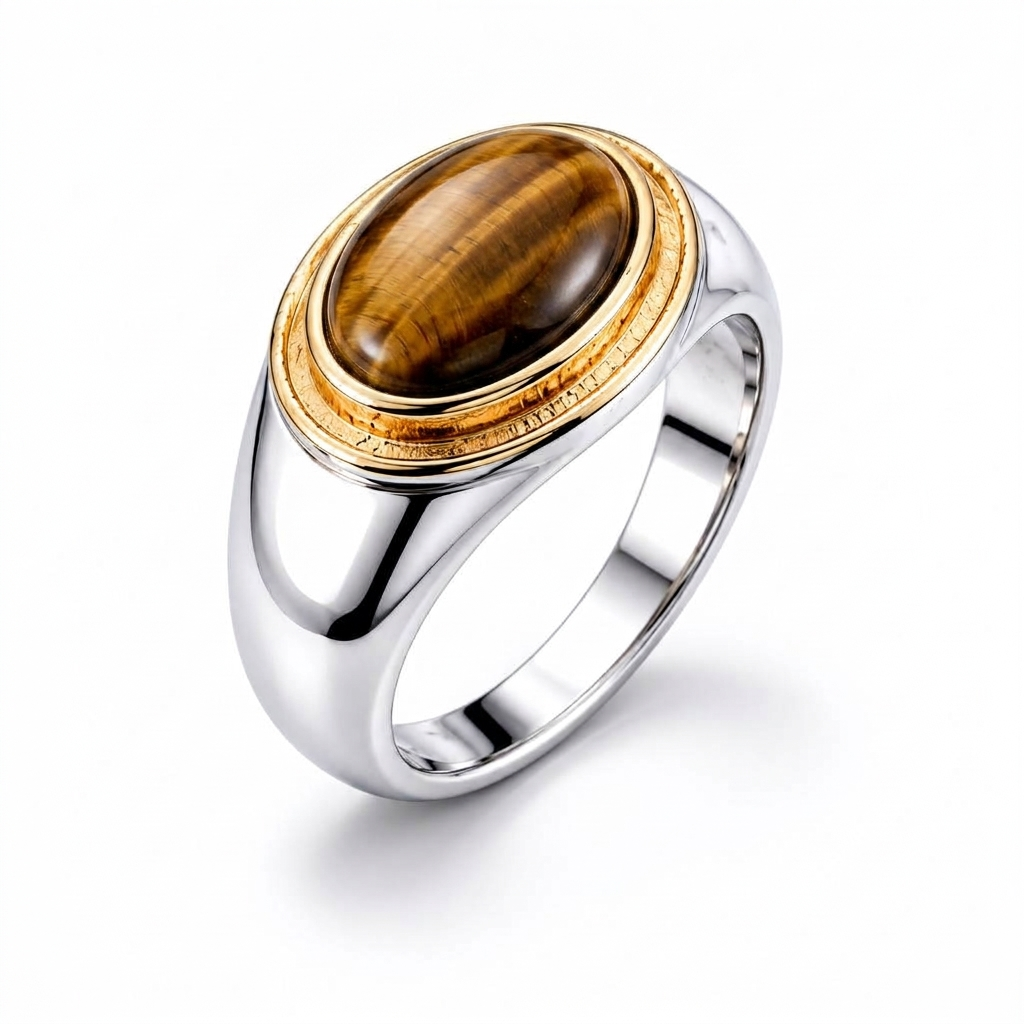 Tiger Eye Oval Statement Ring