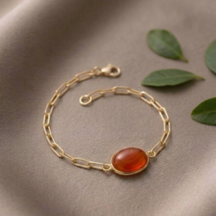 Carnelian Link Chain Bracelet