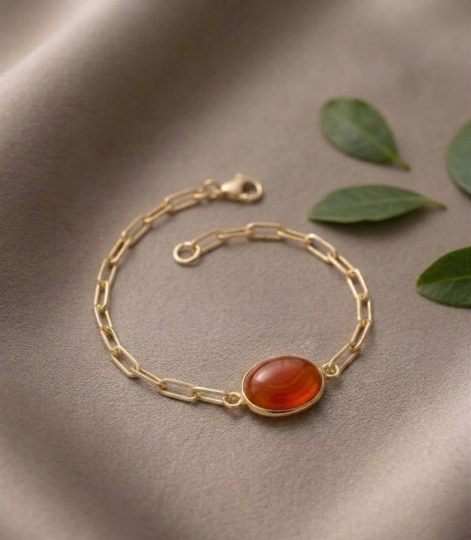 Carnelian Link Chain Bracelet