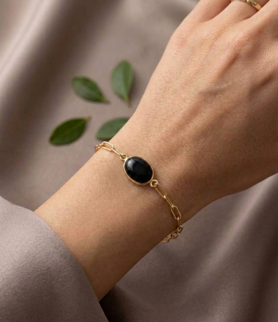 Black Onyx Link Chain Bracelet - Image 2