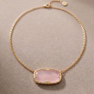 Pink Chalcedony Necklace 925 Sterling Silver With Gold Plated